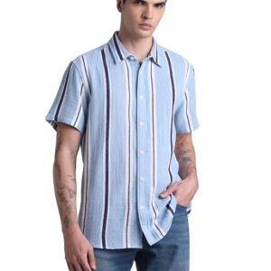 jack & jones men pure cotton regular striped casual shirt