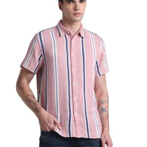 jack & jones men pure cotton regular striped casual shirt