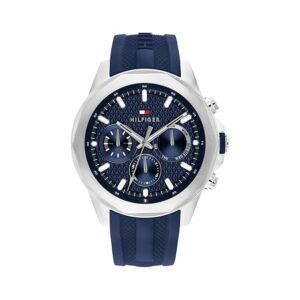 tommy hilfiger quartz analog with blue dial blue silicone strap watch for men th1710649